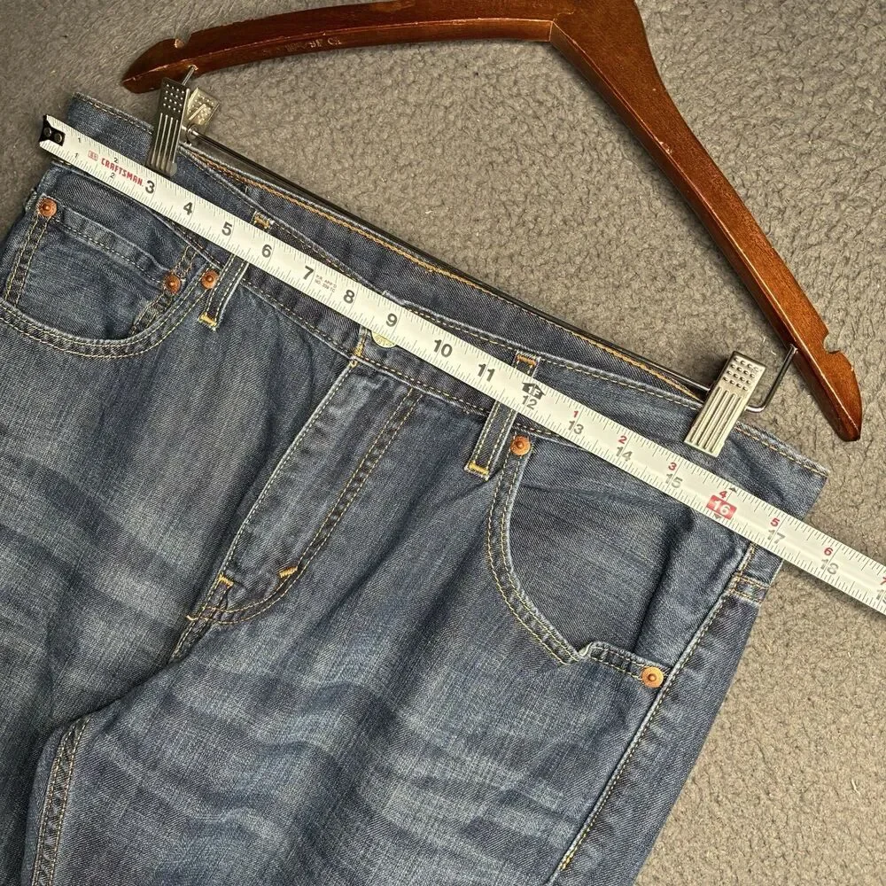 Levis Jeans Mens (Measured 34x33) Blue Denim 527 Low Boot Cut Dark Wash Flare